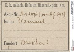 Etiketten zu Diamant (NHMW-MIN-Aa2976)